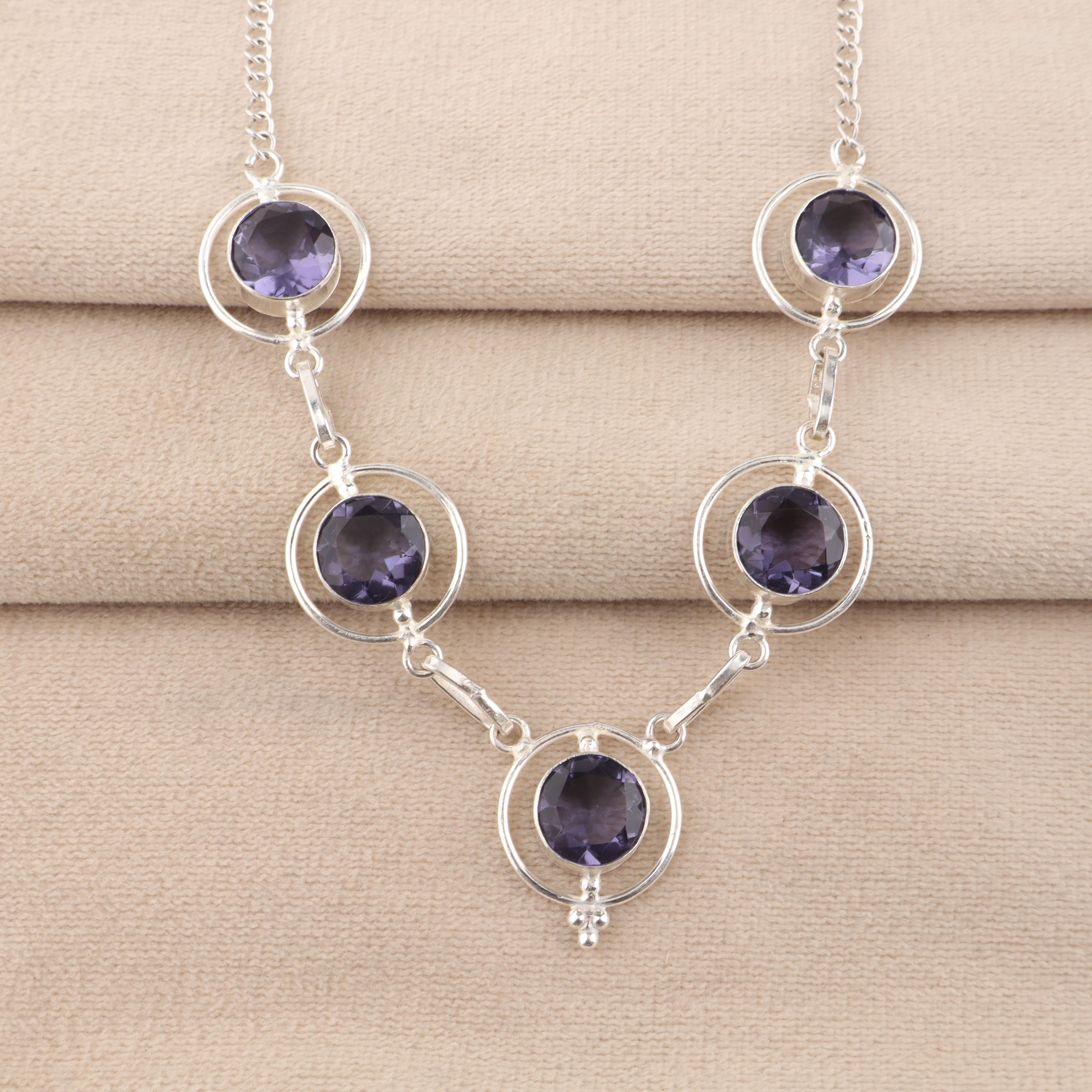 

Iolite Gemstone Silver Necklace, 925 Sterling Silver Pretty Handmade Iolite Jewelry, Women Necklace, Bridal Jewelry RN-2-3