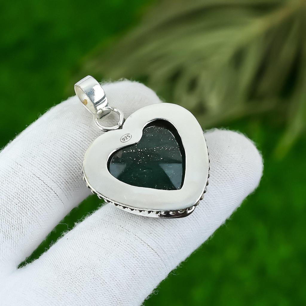 Gift For Her 925 Sterling Silver Natural Green Aventurine Gemstone Pendant
