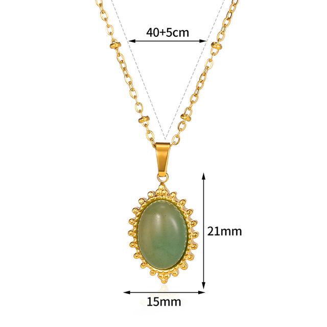 Fashions Natural Stone Oval Opal Necklaces for Women Classic Gold Color Chain Necklace Cute Stainless Steel Jewelry 2024 New In