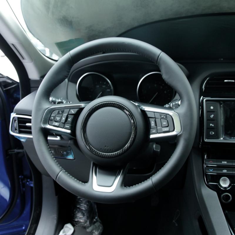 For Jaguar F-TYPE 2013-22 ABS Carbon Fiber Car Steering Wheel Emblem Sticker  Trim Cover Decorate Ring Interior Accessories