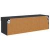 Wall Mounted TV Cabinet with LED Lighting Black Oak Effect 100 x 30 x 30 cm