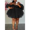 Robe pour femme grande taille nouvelle collection Printemps Été, Style Européen Américain Lâche Grande Amplitude Mini Robe en Tulle