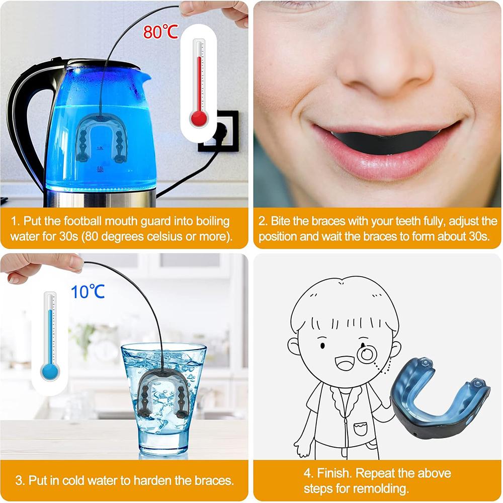 2 ks Fotbalový chránič zubů s popruhem pro fotbal, box, lakros a hokej