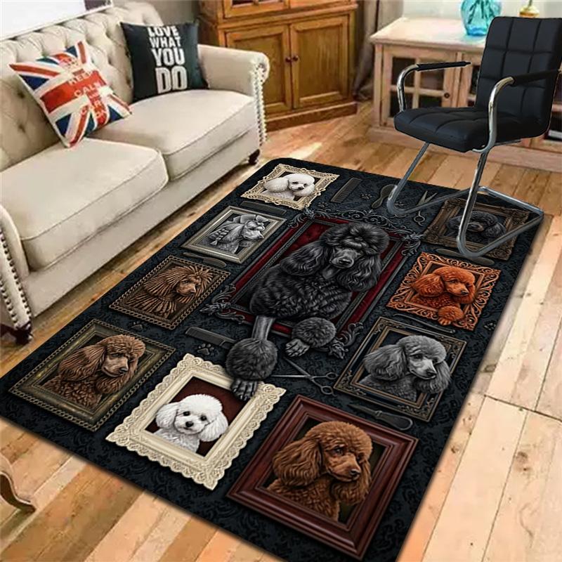 Poodle Portrait Gallery Pattern Rug Floor Mat for Living Room or Bedroom Soft and Comfortable Carpet a Gift for Birthday and Holiday.