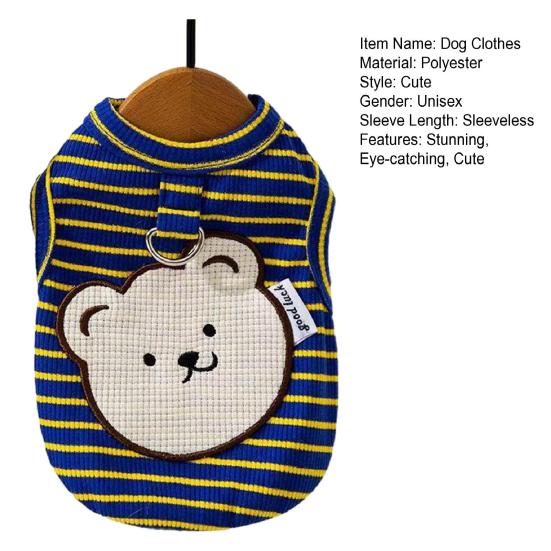 Dog Shirt with D-Ring Summer Cute Pet Clothes for Small Medium Dogs Cats Breathable Sleeveless Puppy Cooling Vest