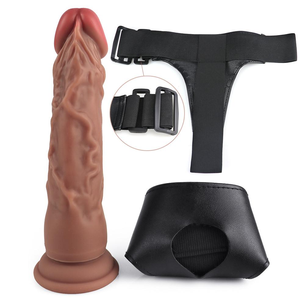 Realistyczne silikonowe Dildo szelki Strapons sztuczny penis Dildo spodnie gra erotyczna wibratory na pasku zabawki erotyczne dla lesbijek lub gejów