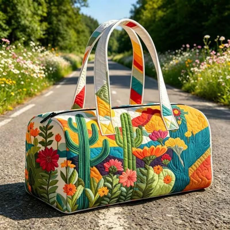 TEMU Quilted Travel Bag Fashion Print Womens Yoga Tote Gym