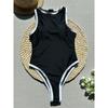 Black Sexy Splicing High Leg Cut Black Women Swimwear One Piece Swimsuit Female Mini Micro Thong Bathing Suit Bather