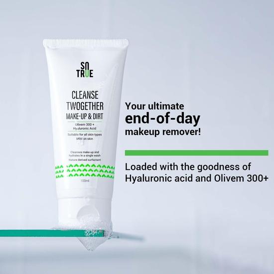 Sotrue Cleanse Twogether Hydrating Face Wash & Makeup Remover, Hyaluronic Acid & Olivem 300+, For All Skin Types, Men & Women,100ml