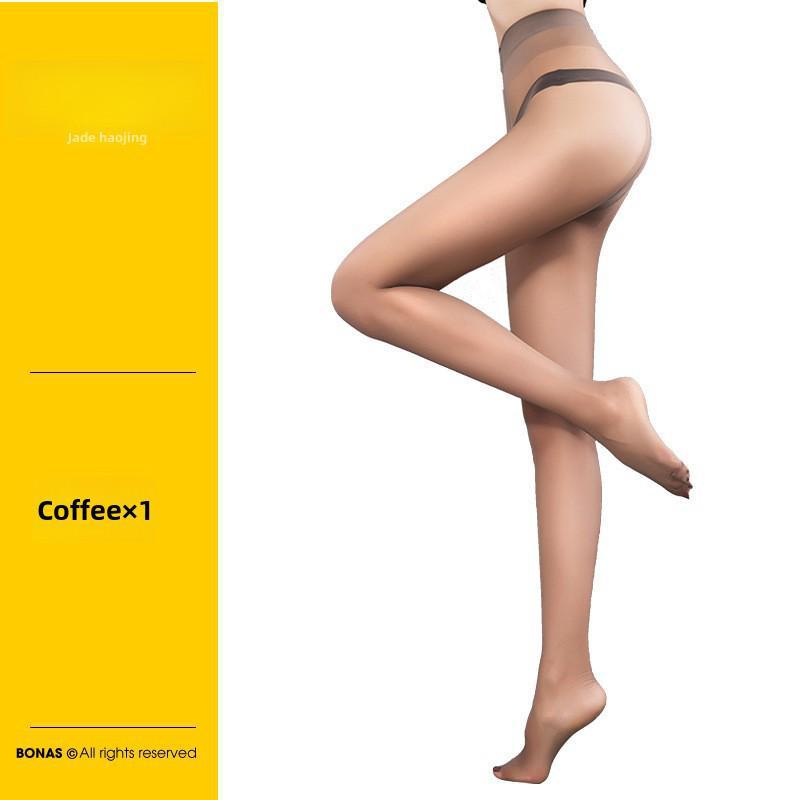 Bonas Seamless Ultra-Thin Black T-Crotch Pantyhose - Women's Summer Anti-Snag Invisible Stockings