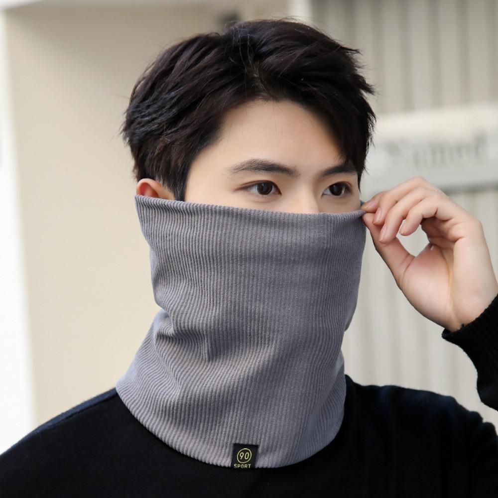

Plush Sport Scarf Solid Color Neck Gaiter New Mask Knitted сірий