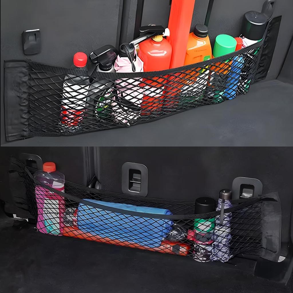 Mandark 2PCS Mesh Cargo Net For Car Trunk Storage, Elastic Vehicle Wall Sticker Organizer Net, 9.8 * 7.8 Inch Adjustable Auto Interior Storage Pouch