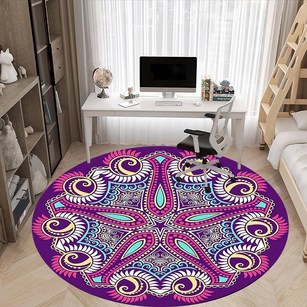 1pc Mandala Artwork Chair Carpet for Office, Soft Flannel Throw Mat, Perfect for Office,Holiday Party Decoration Choice Yy251113215
