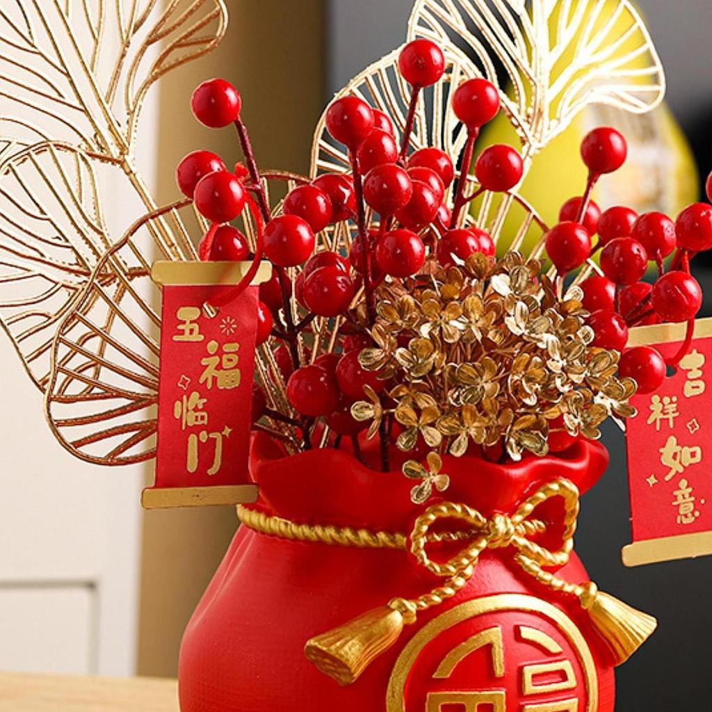 Artificial Bonsai Lucky Bag Fortune Fruit Ornaments Moving Gifts For Living Room Decoration Opening Gifts New Year Decoration