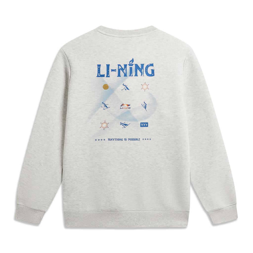 Li Ning DNA Series Winter Sports Inspiration Limited American Retro Casual Fashion Versatile Logo Crew Neck Pullover Sweatshirt AWDWC13-1