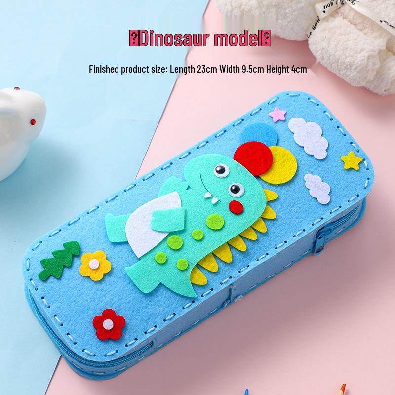 Cartoon Pencil Case for Students and Children: DIY Sewing Kit with Non-Woven Fabric.