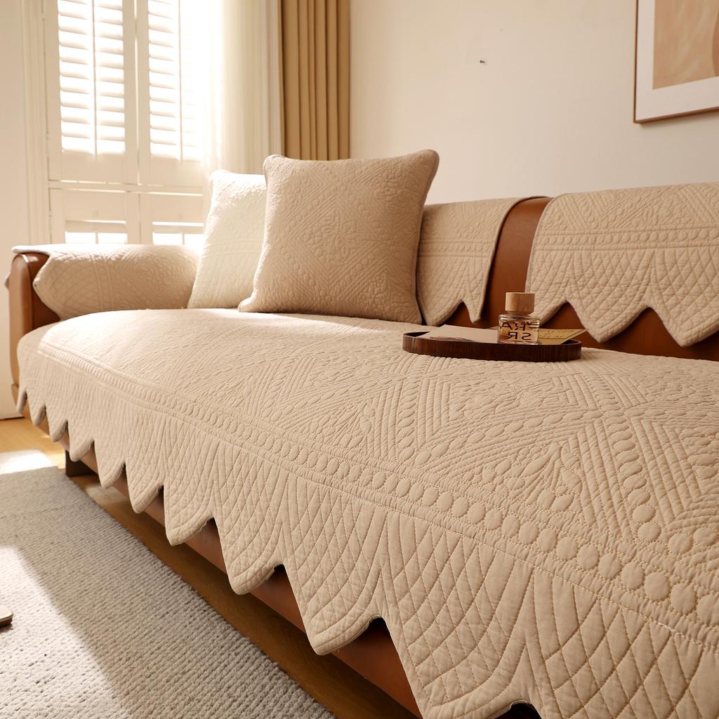 Sofa Cushion Cotton All-season Universal Fabric Non-slip Cream Wind Special-shaped Leather Sofa Cover Seat Cushion