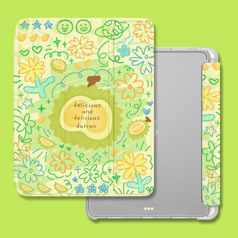 Für iPad Air5 Hülle Kreatives Frucht-Doodle-Illustrationsmuster iPad-Hülle für iPad 2022 10. 10.9 2021 9. 8. 7. 10.2 Air1/2 9.7 mit Stifthalter