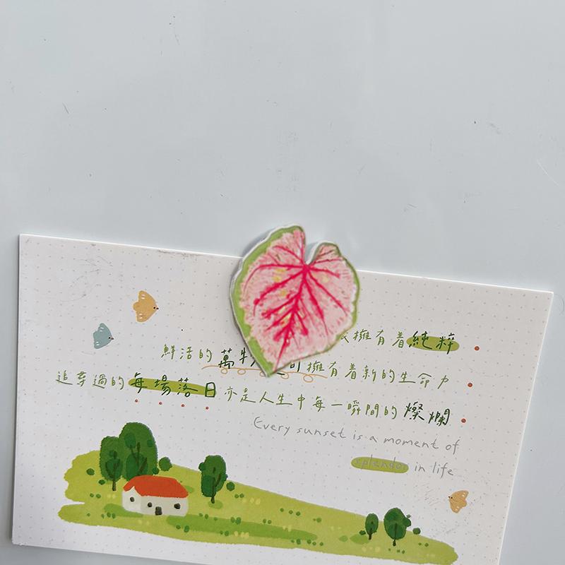 Plants Leaves Fridge Magnet Pink Princess Plant Refrigerator Sticker Acrylic Simulation Leaf Magnet Sticker Home Kitchen Decor