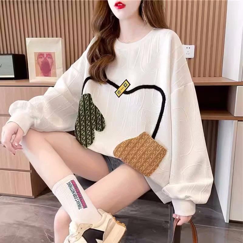 Sweatshirt for Women Cotton Oversize Loose Casual Pullover Long Sleeve Spring Sweatshirt Top