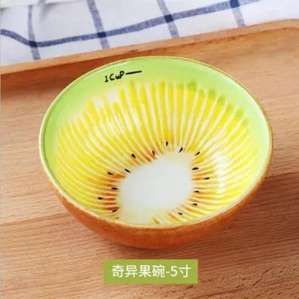 Ceramic Creative Fruit Bowl, Cute Household Tableware, Hand Painted Watermelon Bowl, Strawberry Orange Bowl, Ceramic Bowl Spoon