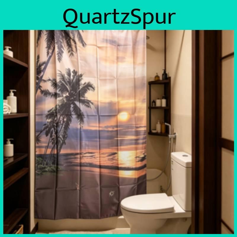 Sunset Palm Tree Shower Curtain With Waterproof Polyester Material For Bathroom Use