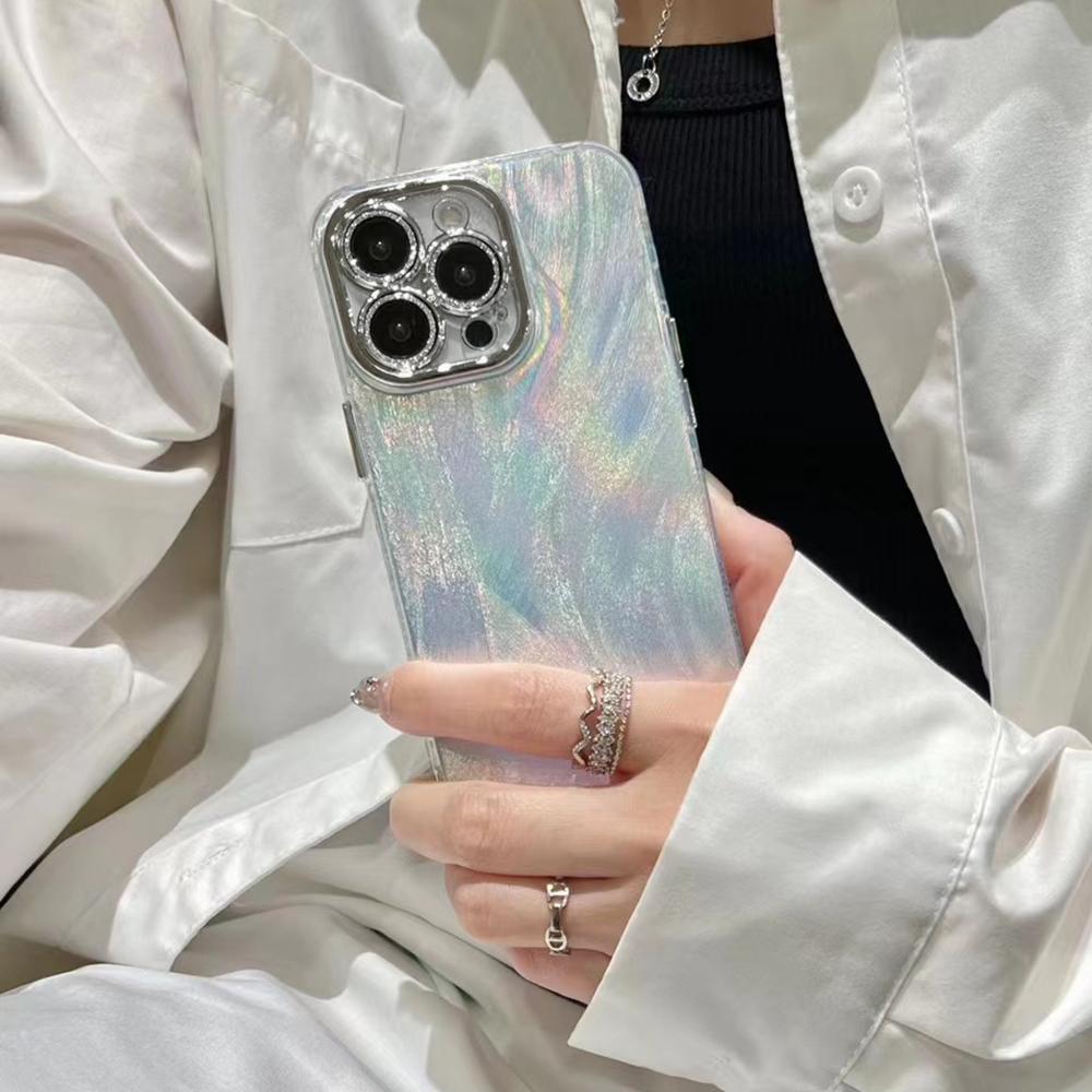Laser Phone Case for iPhone 11 12 13 14 15 Pro Max 11 14 13 15 Laser Feather Glitter Shockproof Back Cover for iPhone  14 12 13 Pro
