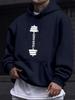Fitness Dumbbell Theme Kids Hip Hop Sports Hooded Sweatshirt,vintage Dumbbell Text Graphic,comfy Loose Fit for Casual Sports Outing.