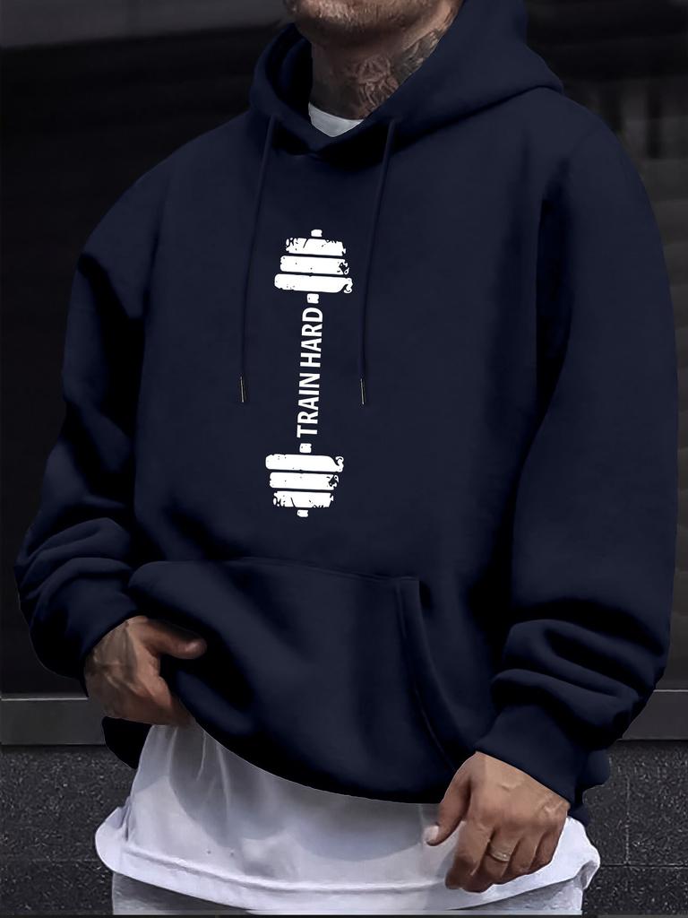 Fitness Dumbbell Theme Kids Hip Hop Sports Hooded Sweatshirt,vintage Dumbbell Text Graphic,comfy Loose Fit for Casual Sports Outing.