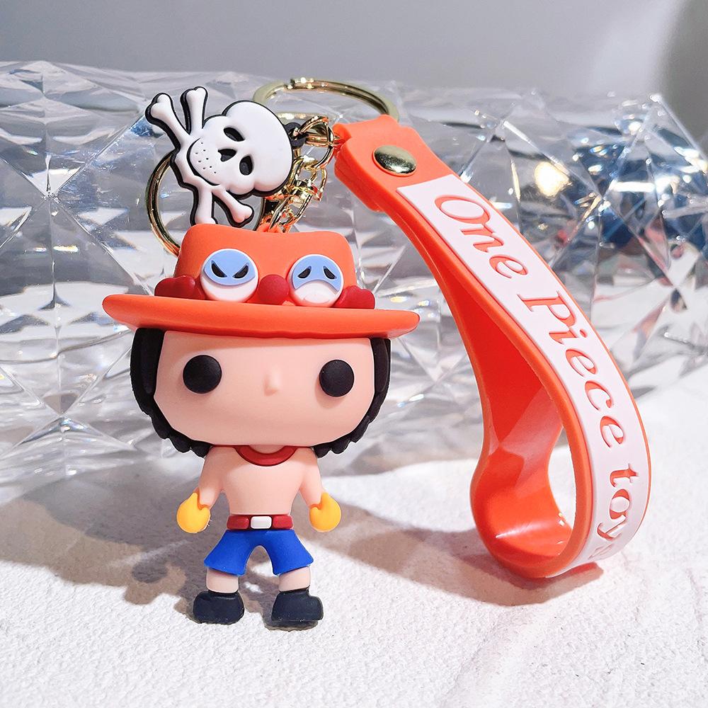 Anime One Piece Keychain Luffy Zoro Portgas·D· Ace Key Chain Llaveros Porte Clé Keyring Doll Bag Charm Pendent Car Keychains