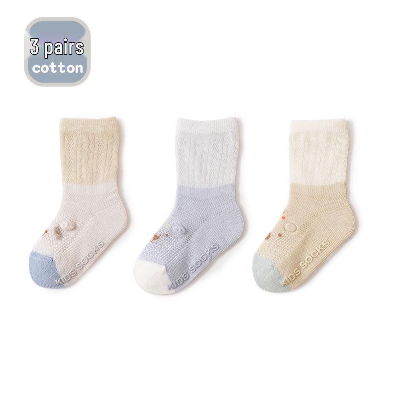 Non-slip Summer Mesh Baby Socks – Seamless, Lightweight, Loose Cuff, Class A Cotton