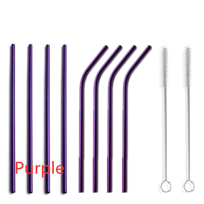 Metal Straw Reusable Drinking Straws Stainless Steel Bag Straw 8pcs Straws + 2pcs Brushs + 1pcs Bag Barware