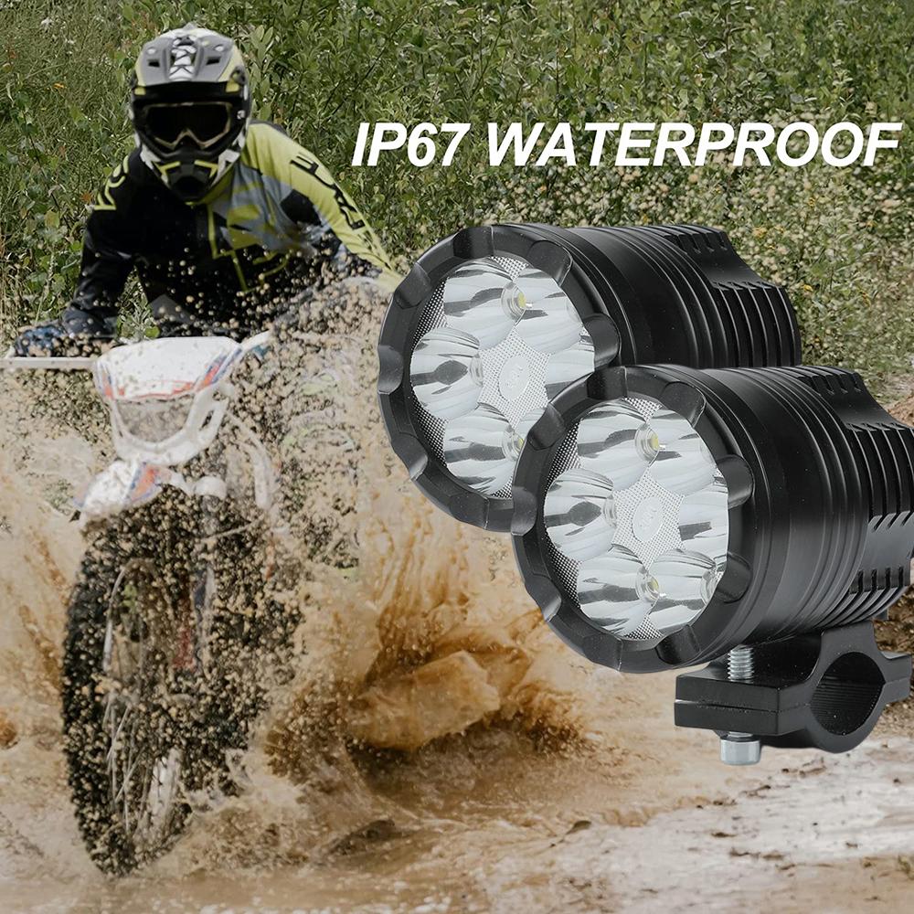 Additional Headlights for Motorcycle Auxiliary Spotlights Universal Moto Driving Fog Lights High Low Flash Beam for ATV Scooter