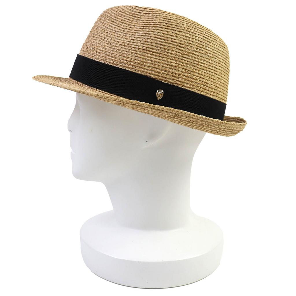 Great HELEN KAMINSKI Hat AVARA Logo Metal Grosgrain Ribbon Straw Hat Natural Women Used