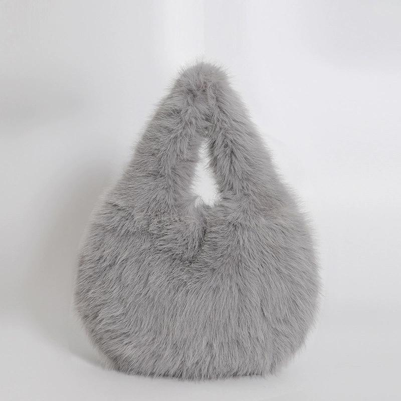 Kleine Hobo Henkeltaschen für Damen Schultertaschen Designer Fellige Geldbörse und Handtaschen Modische Süße Damen Plüschtasche
