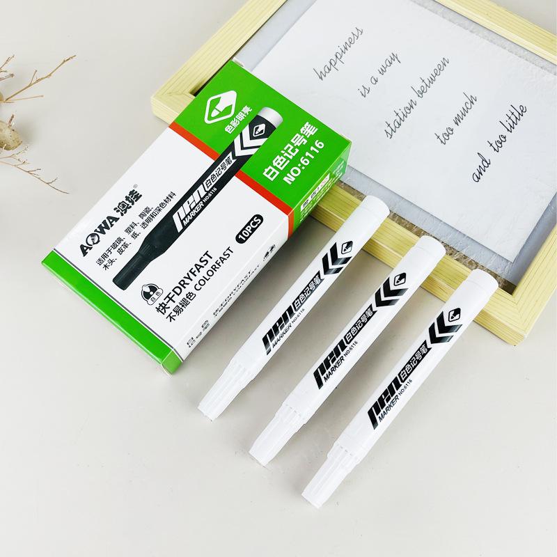 White Oil-Based Quick-Dry Waterproof Indelible Broad Tip Marker Pen