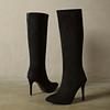 Fashion Vintage Suede Women Knee High Boots Fashion Pointed Toe Shoes Autumn Winter Thin Heel Ladies Long Booties