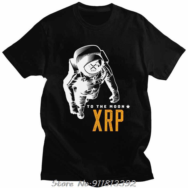 T-shirt Homme Cool Incroyable Vague XRP Lune Vêtement Streetwear Bitcoin Crypto T-shirt Mode Coton Oversize