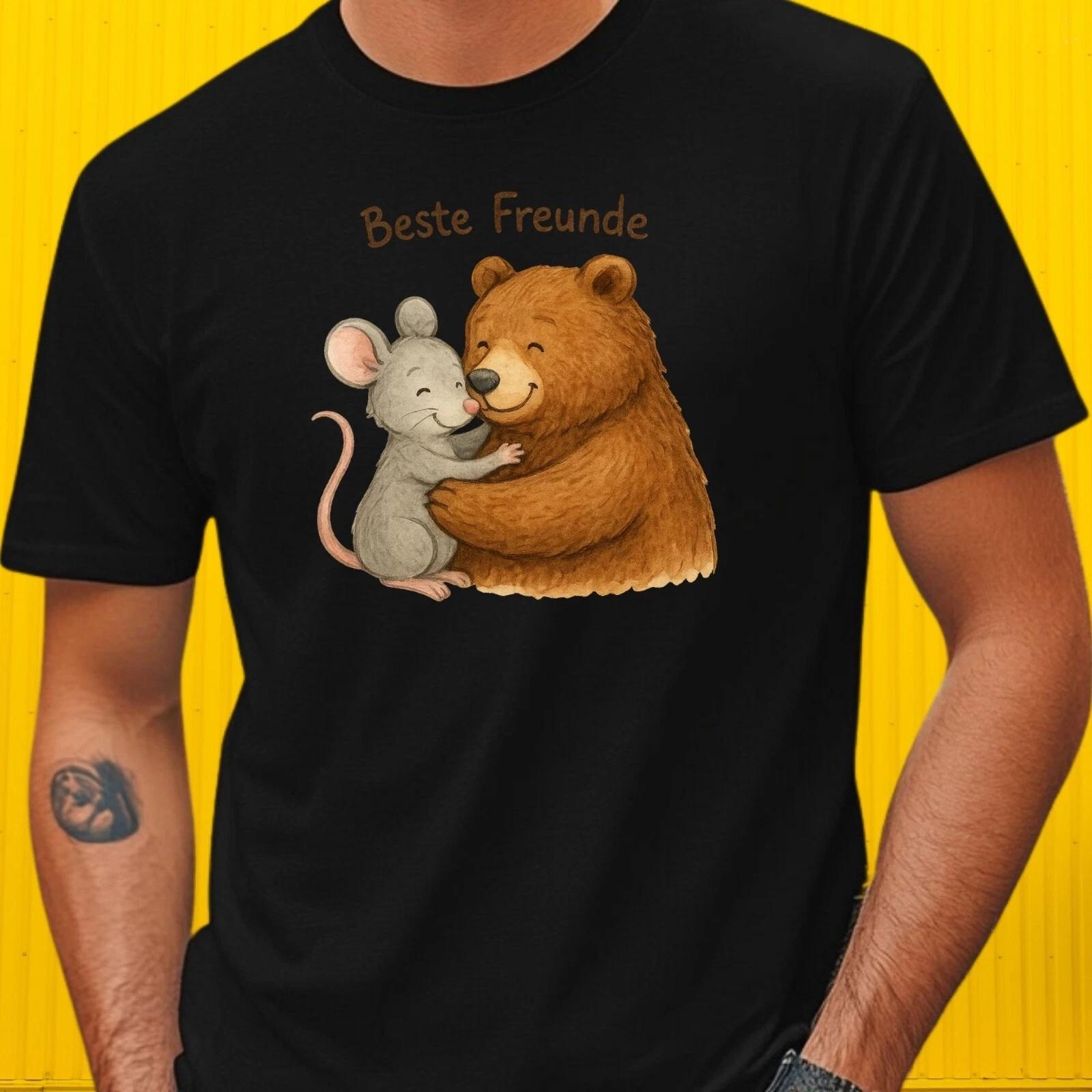 T-Shirt Herren Maus und Bär Freunde Motiv Baumwolle Größe S bis 5XL XXXL