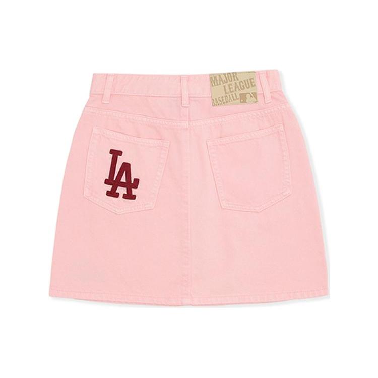 New MLB Los Angeles Dodgers Denim Short Skirts Women's Peach Pink 3FDSV0143-07PCS