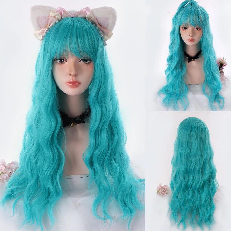 

Платиновая блондинка, длинные натуральные волнистые парики из синтетических волос с челкой, парик для косплея на Хэллоуин для женщин, термостойкий SW004-12