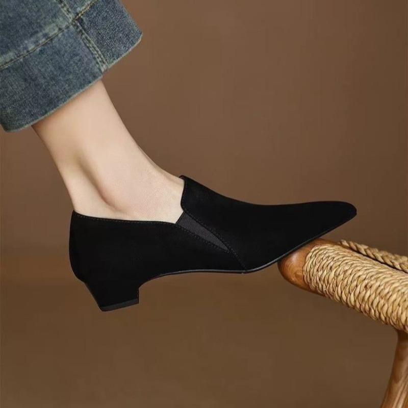 2025 Nowe Luksusowe Damskie Czółenka Wsuwane Buty Codzienne do Biura dla Kobiet Wiosenne Buty Szpiczasty Nosek Grube Wysokie Obcasy