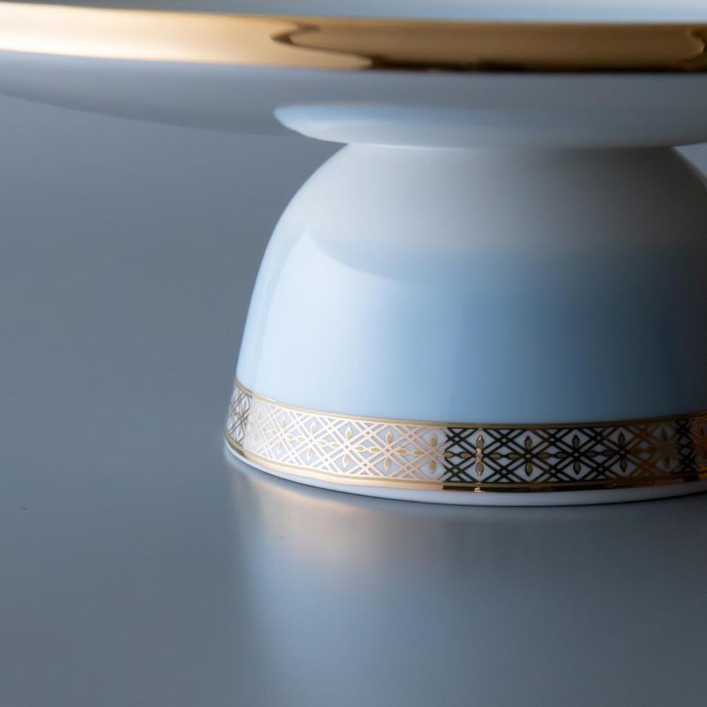 NARUMI Compote Ramage 18cm Blue Bird Pattern Cute Stylish Cake Stand Plate with Legs Present Gift Boxed 52468-6022