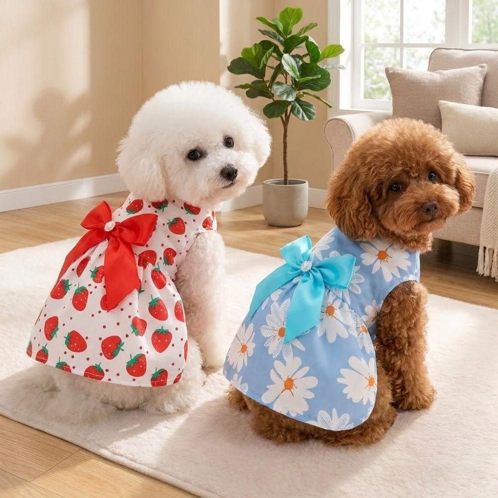 Daisy Pattern Summer Dog Princess Dress Dog‘s Spring Dress  For Puppy Poodle Chihuahua Etc