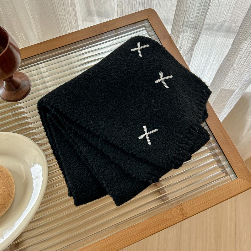 New Korean Version Bow Small Fragrant Style Cute Scarf Women's Autumn and Winter Versatile Student Warm Knitted Scarf