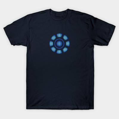 Asian Size Men Print T-shirt Ironman Stark Arc Reactor No-Cut Heat Transfer Print Cotton Tshirt