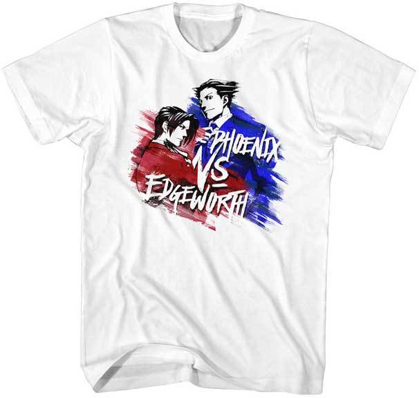 Ace Attorney Video Game Anime Phoenix VS Edgeworth Men T Shirt L
