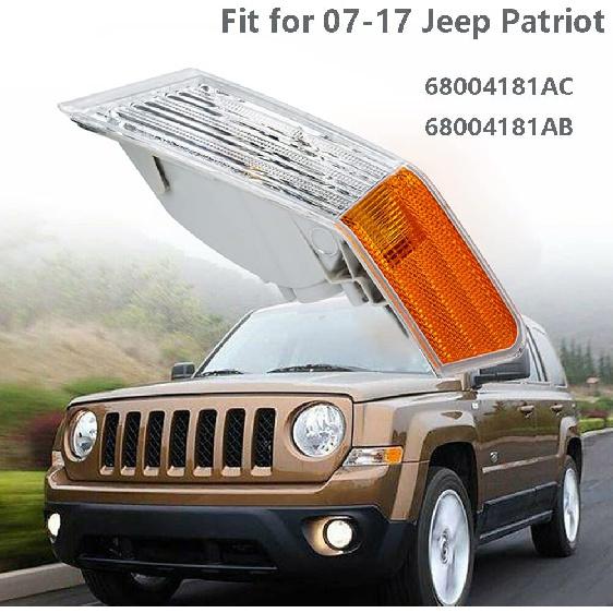 Turn Signal Light Lamp Cover Marker Corner Lights for Jeep Patriot 2007 2008 2009 2010 2011 2012 2013 2014 2015 2016 2017 Front Driver Incandescent