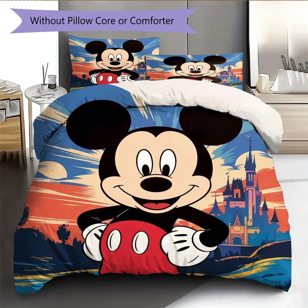 Retro Pop Art Style Mickey Mouse Print Comfortable Bedding Set, The Perfect Choice To Decorate A Child's Bedroom.