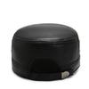 New Winter Pu Thickened Cold and Windproof Ear Protection Casual Flat Top Hat, Military Hat